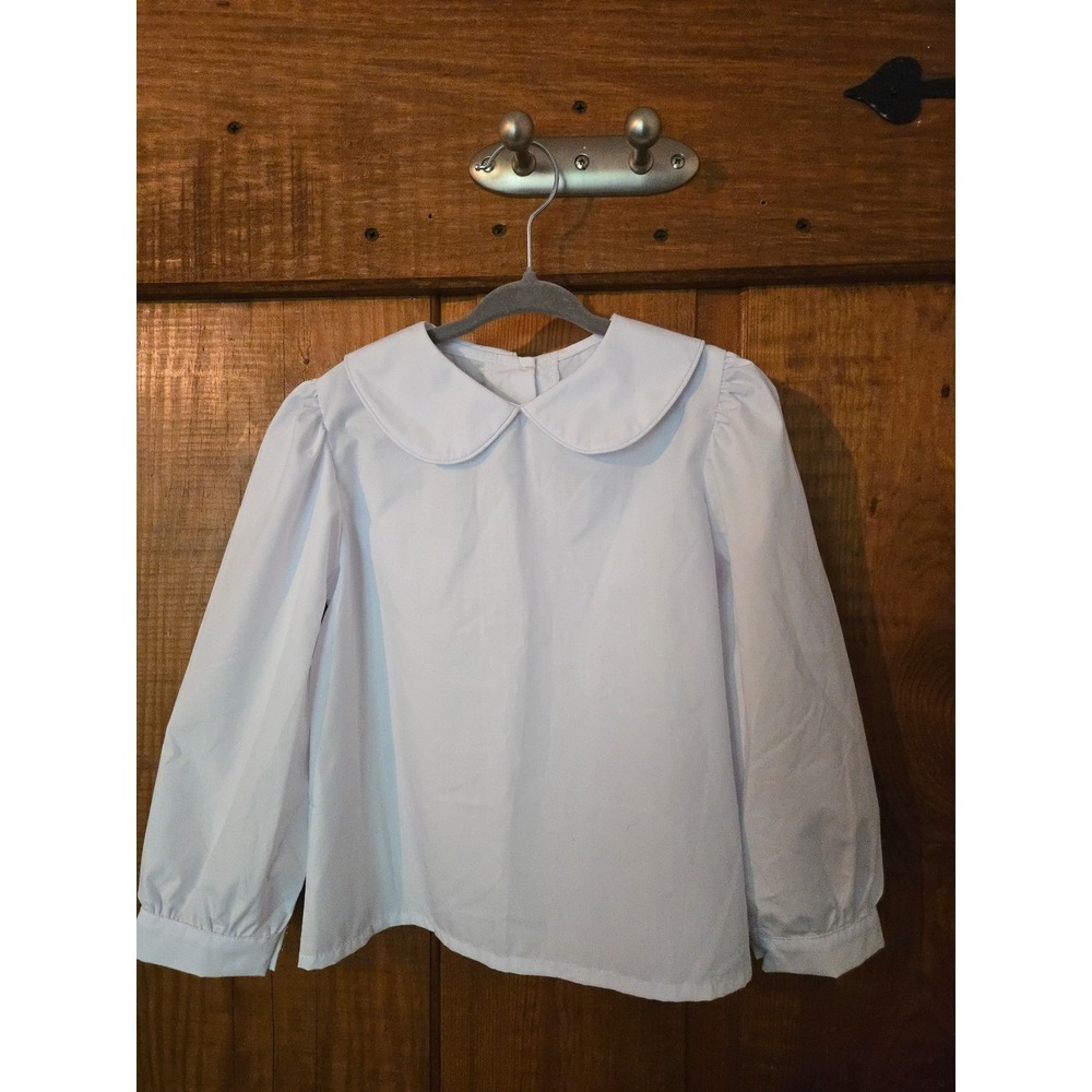 CLASSIC WHIMSY Girls White Peter Pan Collar Blouse Long Sleeve Size 5 School Top
